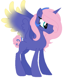 Size: 371x462 | Tagged: safe, artist:angelamusic13, oc, oc only, alicorn, pony, alicorn oc, base used, colored wings, colored wingtips, concave belly, female, magical lesbian spawn, mare, offspring, parent:fluttershy, parent:princess luna, parents:lunashy, simple background, slender, solo, thin, transparent background