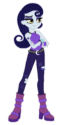 Size: 278x508 | Tagged: safe, artist:glittertiara, moonlight raven, equestria girls, g4, alternative cutie mark placement, bet, boots, bracelet, clothes, cutie mark tattoo, equestria girls-ified, female, high heel boots, jewelry, shoes, shoulder cutie mark, simple background, solo, tattoo, torn clothes, white background