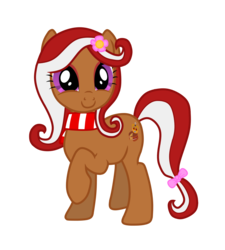 Size: 1350x1500 | Tagged: safe, oc, oc only, oc:victoria sponge, earth pony, pony, bow, cake, clothes, cute, eyelashes, eyeshadow, female, flower, food, makeup, purple eyes, scarf, show accurate, simple background, solo, transparent background, two toned mane, two toned tail, victoria spongecake