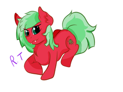 Size: 800x600 | Tagged: safe, artist:rainbowtashie, oc, oc only, oc:nettle kisses, earth pony, pony, sitting, solo