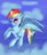 Size: 489x569 | Tagged: safe, artist:brok-enwings, rainbow dash, pony, g4, female, flying, one eye closed, solo