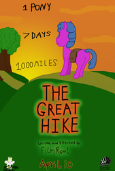Size: 1944x2880 | Tagged: safe, artist:sb1991, alicorn, earth pony, pony, challenge, clapperboard, contest, equestria amino, film reel, hill, logo, missing cutie mark, movie poster, poster, saddle bag, sunset, text, tree