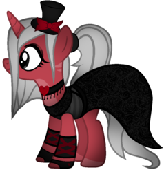 Size: 884x928 | Tagged: safe, artist:thecreativeenigma, oc, oc only, pony, unicorn, clothes, dress, female, goth, hat, mare, simple background, solo, top hat, transparent background