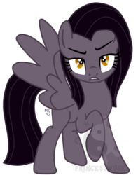 Size: 250x318 | Tagged: safe, artist:princessmuse, oc, oc only, oc:hidden radioactive, pegasus, pony, female, simple background, solo, transparent background, watermark