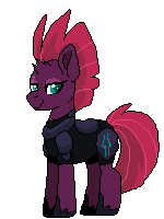 Size: 150x200 | Tagged: safe, artist:scarlet-spectrum, tempest shadow, pony, unicorn, g4, my little pony: the movie, animated, armor, broken horn, female, horn, idle animation, simple background, solo, transparent background