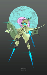 Size: 1600x2560 | Tagged: safe, artist:satv12, fluttershy, android, gynoid, pony, robot, robot pony, g4, female, flutterbot, rocket, solo, species swap, weapon
