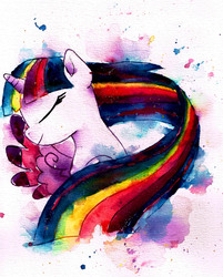 Size: 2409x2993 | Tagged: safe, artist:mashiromiku, twilight sparkle, alicorn, pony, g4, female, high res, rainbow power, solo, traditional art, twilight sparkle (alicorn), watercolor painting