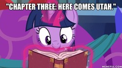 Size: 600x337 | Tagged: safe, edit, edited screencap, screencap, twilight sparkle, alicorn, pony, a hearth's warming tail, g4, book, family guy, female, image macro, meme, memeful.com, solo, twilight sparkle (alicorn)