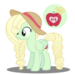 Size: 1579x1597 | Tagged: safe, artist:strawberry-spritz, oc, oc only, oc:bailey sweet, pegasus, pony, alternate universe, braid, cutie mark, female, hat, magical gay spawn, mare, parent swap, parent swap au, parent:bright mac, parent:gentle breeze, parents:brightbreeze, simple background, solo, transparent background