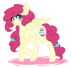 Size: 626x591 | Tagged: safe, artist:benji-boi, oc, oc only, oc:strawberry jam, pegasus, pony, female, magical lesbian spawn, mare, offspring, parent:fluttershy, parent:pinkie pie, parents:flutterpie, simple background, solo, transparent background