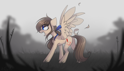 Size: 3000x1714 | Tagged: safe, artist:starlyfly, oc, oc only, oc:sue, pegasus, pony, feather, female, hair ribbon, mare, solo, ych result