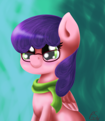 Size: 1366x1566 | Tagged: safe, artist:jonnysalami, oc, oc only, oc:bookish delight, pegasus, pony, clothes, female, glasses, mare, scarf, solo