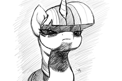 Size: 1355x900 | Tagged: safe, artist:underwoodart, twilight sparkle, pony, g4, bust, female, monochrome, portrait, solo