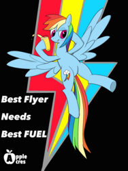 Size: 2000x2666 | Tagged: safe, artist:rdash2116108, rainbow dash, pony, g4, apple cider, commercial, female, high res, solo, wings