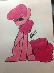 Size: 1024x1371 | Tagged: safe, artist:rixthetatertoot, pinkie pie, earth pony, pony, g4, female, sitting, solo, traditional art