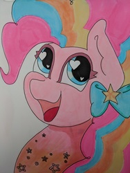 Size: 3036x4048 | Tagged: safe, artist:demise-the-art-demon, pinkie pie, earth pony, pony, g4, bust, female, heart eyes, high res, portrait, rainbow power, solo, traditional art, wingding eyes