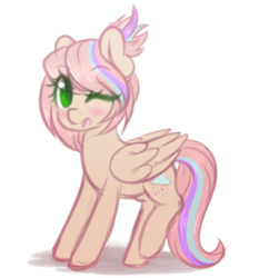 Size: 2544x2730 | Tagged: safe, artist:fluffymaiden, oc, oc only, oc:sweet skies, pony, high res, one eye closed, solo, wink