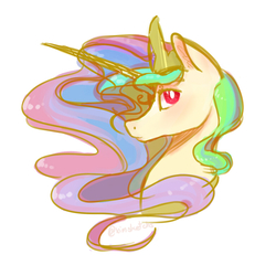 Size: 781x782 | Tagged: safe, artist:ximsketchs, princess celestia, alicorn, pony, g4, bust, ear fluff, female, mare, simple background, solo, white background
