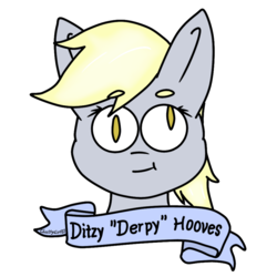 Size: 2000x2000 | Tagged: safe, artist:ghostygirl01, derpy hooves, g4, banner, bust, chubby cheeks, cute, female, high res, portrait, solo