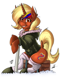 Size: 609x767 | Tagged: safe, artist:hgdsn-the-brony, artist:tamikimaru, oc, oc only, oc:nucita, box, clothes, collaboration, jacket, looking at you, simple background, sitting, smiling, socks, solo, transparent background