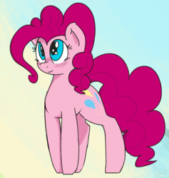 Size: 1150x1211 | Tagged: safe, artist:mang, pinkie pie, earth pony, pony, g4, blushing, female, mare, simple background, solo