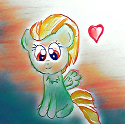 Size: 1280x1276 | Tagged: safe, artist:sumi-mlp25, edit, lightning dust, pegasus, pony, g4, chest fluff, female, heart, smiling, solo