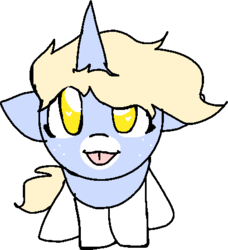 Size: 409x448 | Tagged: safe, artist:nootaz, oc, oc only, oc:nootaz, pony, unicorn, :p, cute, female, floppy ears, freckles, looking at you, looking up, looking up at you, ocbetes, silly, simple background, sitting, smiling, solo, tongue out, transparent background