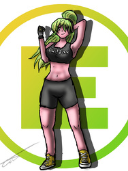 Size: 1800x2400 | Tagged: safe, artist:firepaws247, lemon zest, equestria girls, g4, anime, armpits, belly button, chillax, chillaxing, clothes, converse, exeron fighters, exeron gloves, midriff, shoes, shorts, sports bra