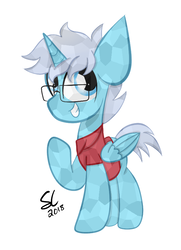 Size: 637x879 | Tagged: safe, artist:sugarcloud12, oc, oc only, oc:colour blitz, alicorn, pony, clothes, glasses, male, shirt, simple background, solo, stallion, white background