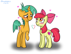 Size: 1200x900 | Tagged: safe, artist:blo-callie, apple bloom, snails, g4, female, male, ship:snailbloom, shipping, straight