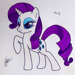 Size: 1858x1858 | Tagged: safe, artist:mrs-kayros, rarity, pony, unicorn, g4, bedroom eyes, female, looking at you, mare, solo, traditional art