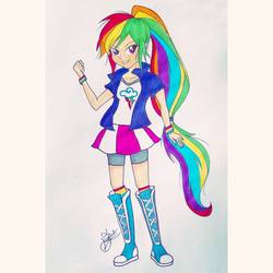 Size: 1024x1024 | Tagged: safe, artist:mrs-kayros, rainbow dash, equestria girls, g4, eqg promo pose set, female, human coloration, solo, traditional art