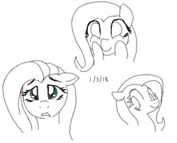 Size: 401x322 | Tagged: safe, artist:astevenamedwolf, fluttershy, pegasus, pony, g4, amused, cute, date, female, fluttershy is amused, mare, monochrome, sad, shyabetes, simple background, solo, white background