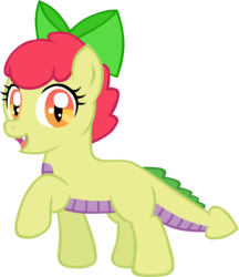 Size: 1104x1277 | Tagged: safe, artist:ludiculouspegasus, oc, oc only, oc:apple spice, dracony, hybrid, blank flank, fangs, female, interspecies, interspecies offspring, male, next generation, offspring, parent:apple bloom, parent:spike, parents:spikebloom, scales, simple background, smiling, spikes, transparent background