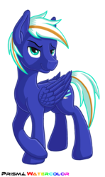 Size: 1000x1687 | Tagged: safe, artist:prismawatercolor, oc, oc only, oc:electric blue, pegasus, pony, crossed arms, male, simple background, smiling, smirk, smug, solo, stallion, stubble, transparent background, wings