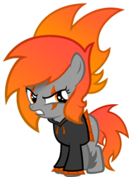 Size: 928x1268 | Tagged: safe, artist:buckeyescozycafe, oc, oc only, oc:ignis, earth pony, pony, clothes, female, filly, hoodie, simple background, solo, transparent background