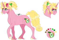 Size: 1467x997 | Tagged: safe, artist:bijutsuyoukai, oc, oc only, oc:candy apple, pony, unicorn, female, mare, offspring, parent:big macintosh, parent:sugar belle, parents:sugarmac, reference sheet, simple background, solo, transparent background
