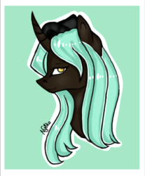 Size: 476x576 | Tagged: safe, artist:nyokoart, oc, oc only, pony, unicorn, curved horn, horn, lidded eyes, smiling, solo