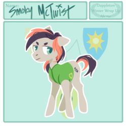 Size: 1500x1508 | Tagged: safe, artist:staarduster, oc, oc only, oc:smoky mctwist, earth pony, pony, g4, winter wrap up, plant team, reference sheet, solo, winter wrap up vest