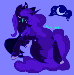 Size: 566x573 | Tagged: safe, artist:chamoure, princess luna, alicorn, pony, g4, female, mare, moon, purple background, simple background, solo