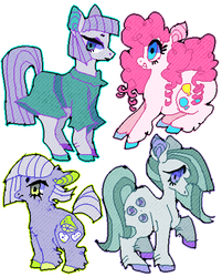 Size: 454x566 | Tagged: safe, artist:suippumato, limestone pie, marble pie, maud pie, pinkie pie, g4, pie sisters, siblings, sisters