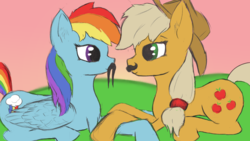 Size: 1920x1080 | Tagged: safe, artist:firemuffin, applejack, rainbow dash, g4, colored, colored sketch, eye contact, facial hair, female, flat colors, holding hooves, lesbian, looking at each other, moustache, ship:appledash, shipping, sketch