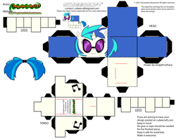 Size: 2979x2354 | Tagged: safe, artist:grapefruitface1, part of a set, dj pon-3, vinyl scratch, g4, craft, cubeecraft, female, fixed, high res, papercraft, printable, solo, updated