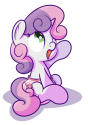Size: 1280x1814 | Tagged: safe, artist:zalakir, sweetie belle, pony, unicorn, g4, cute, diaper, diasweetes, female, non-baby in diaper, simple background, solo, transparent background