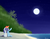 Size: 3850x2975 | Tagged: safe, artist:zaponator, rainbow dash, rarity, pegasus, pony, unicorn, fanfic:surviving sand island, g4, alternate hairstyle, beach, fanfic, fanfic art, female, full moon, high res, hug, island, lesbian, mare, moon, open mouth, ship:raridash, shipping, signature, sitting, smiling, winghug