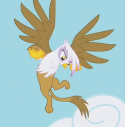 Size: 390x396 | Tagged: safe, screencap, gilda, griffon, g4, griffon the brush off, cloud, cropped, female, fist, flying, majestic, pose, solo, spread wings, wings
