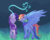 Size: 4323x3485 | Tagged: safe, artist:lionsca, rainbow dash, rarity, pegasus, pony, unicorn, g4, female, glowing horn, heart, high res, horn, lesbian, magic, magic aura, romantic, ship:raridash, shipping, spread wings, wings