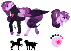 Size: 1250x900 | Tagged: safe, artist:bijutsuyoukai, oc, oc only, oc:moonrose, alicorn, pony, broken horn, clothes, colored wings, female, horn, mare, multicolored wings, reference sheet, simple background, solo, sweater, transparent background