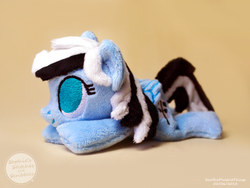 Size: 3697x2774 | Tagged: safe, artist:sophiesplushies, oc, oc only, oc:blue jay, pegasus, pony, beanie (plushie), chibi, high res, irl, photo, plushie, prone, solo