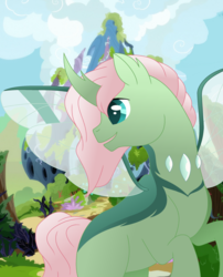 Size: 1024x1266 | Tagged: safe, artist:adevonfeather, oc, oc only, changedling, changeling, hybrid, solo